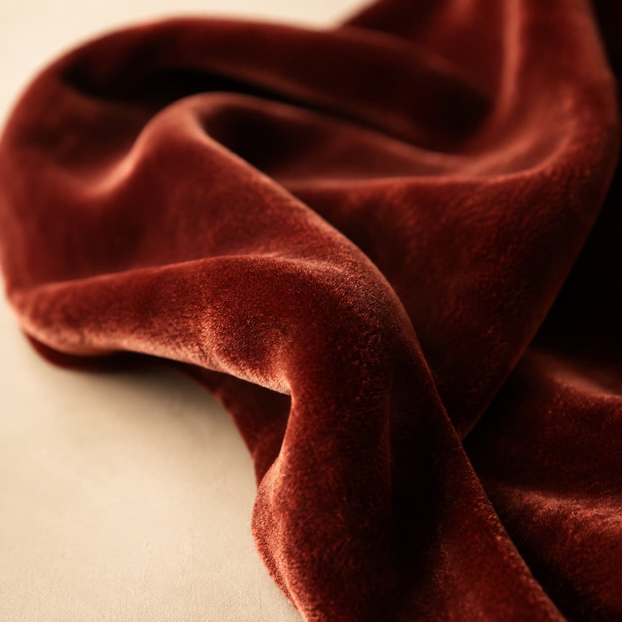 Velvet fabric — Rich pile and deep colour saturation for statement pieces.